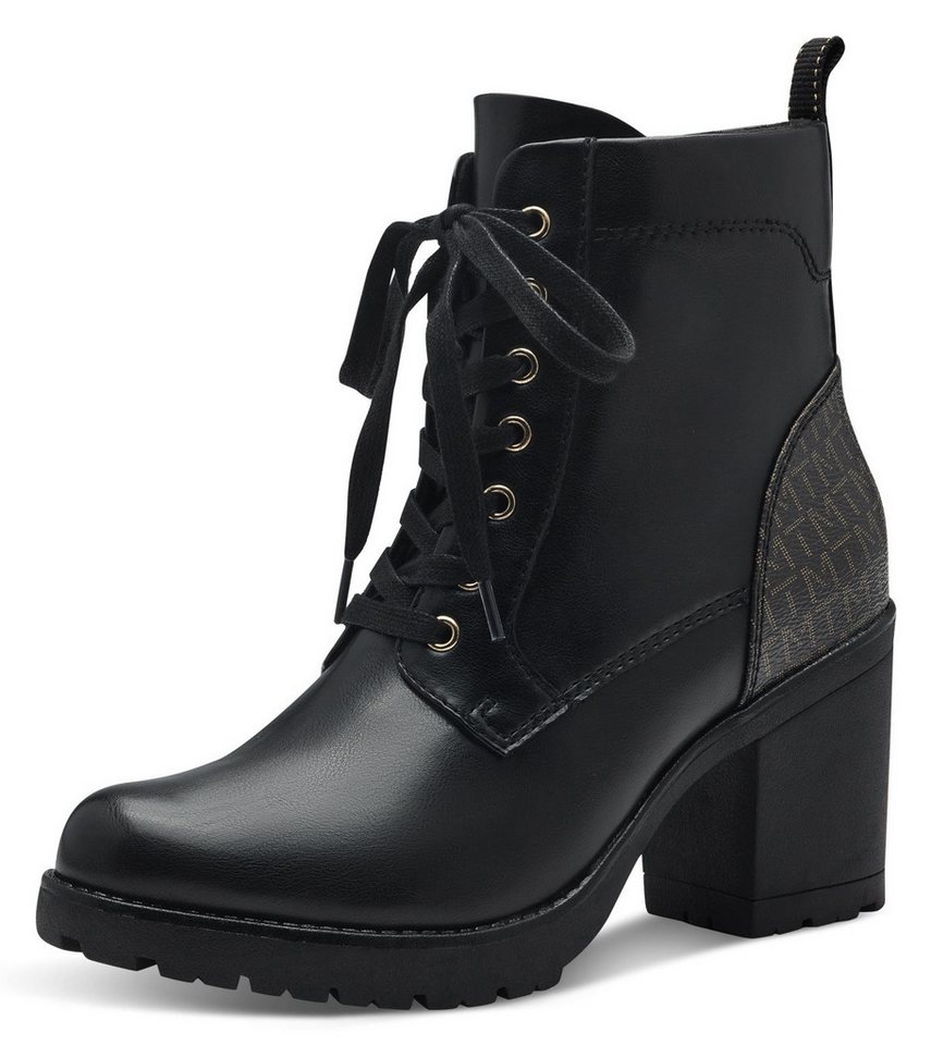 marco tozzi Schnürstiefelette, Blockabsatz, Stiefelette, Schnürboots in veganer Verarbeitung (schwarz)