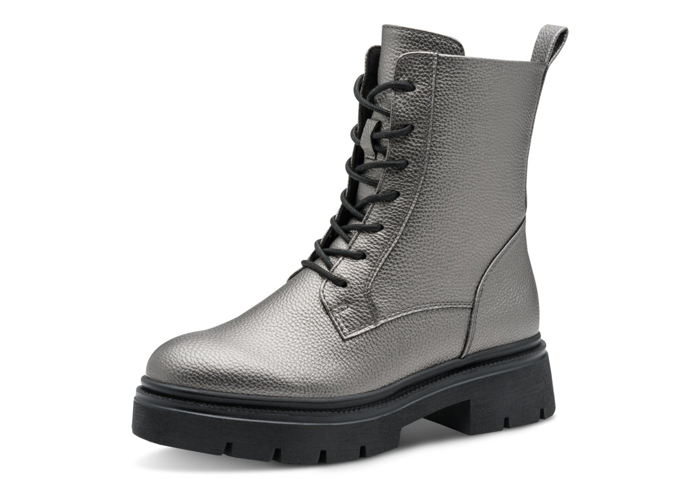 marco tozzi Schnürstiefelette, Schnürboots, Herbstboots in coolem Metallic-Look