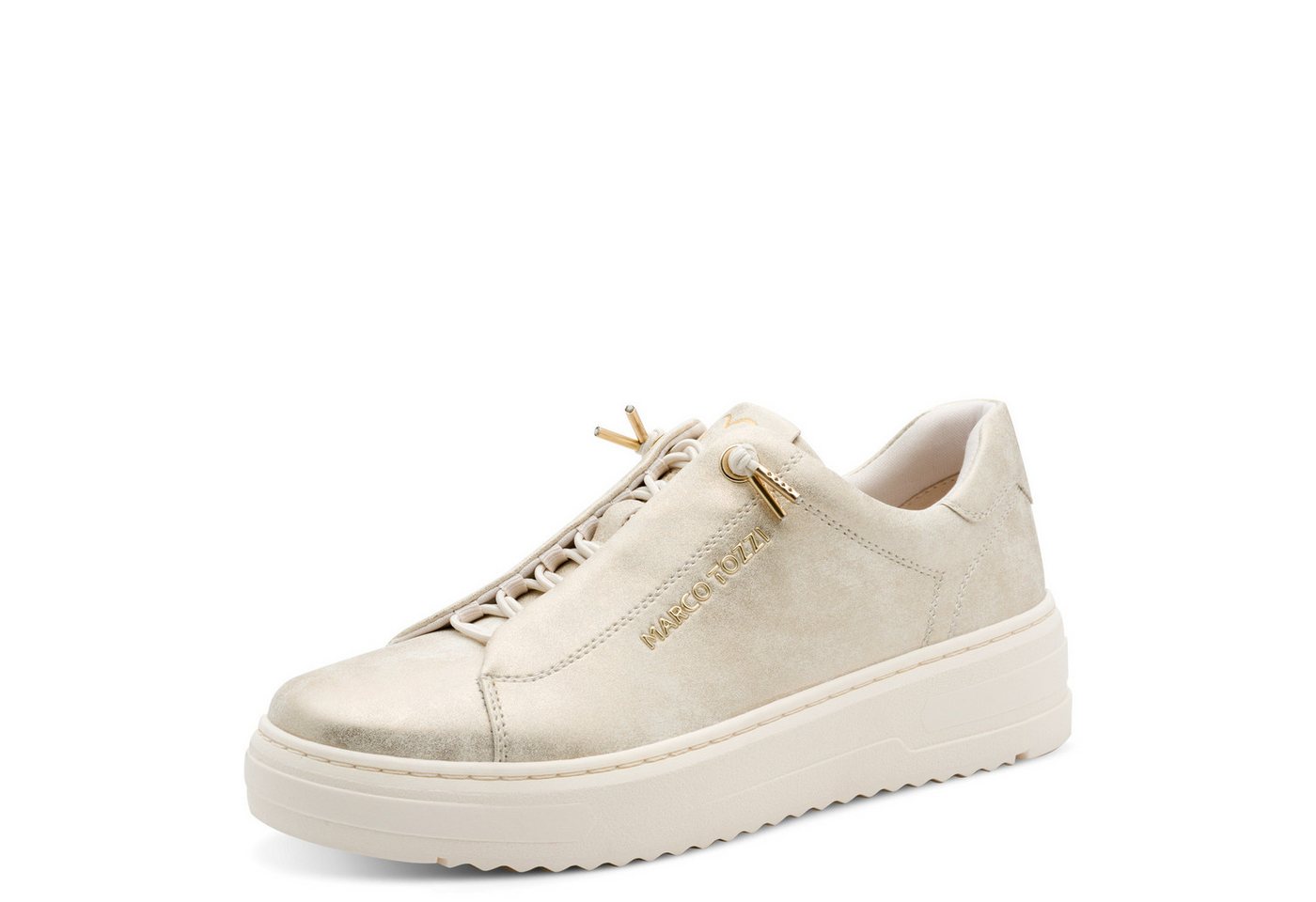 marco tozzi Slip-On Sneaker, Freizeitschuh, Halbschuh, Schnürschuh mit seitlichem Logoschriftzug (beige)
