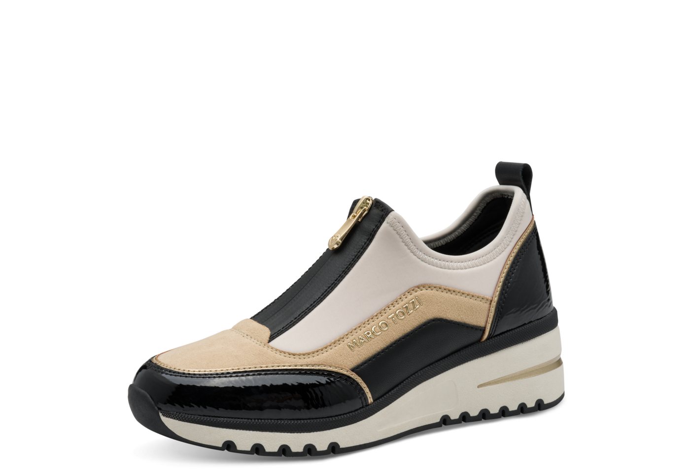 marco tozzi Slip-On Sneaker, Keilabsatz, Halbschuh, Freizeitschuh mit Front-Reißverschluss