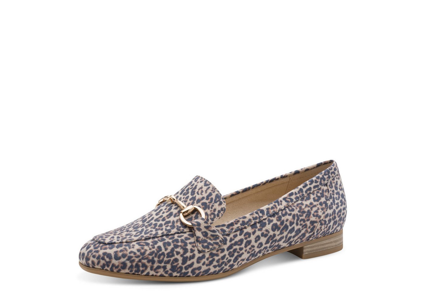 marco tozzi Slipper, Blockabsatz, Loafer, Businessschuh mit Schmuckspange (leodruck)