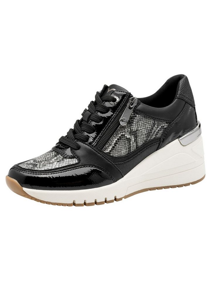 marco tozzi Vegan, FEEL, Removable Sock mit Keilabsatz Sneaker Vegan (schwarz)