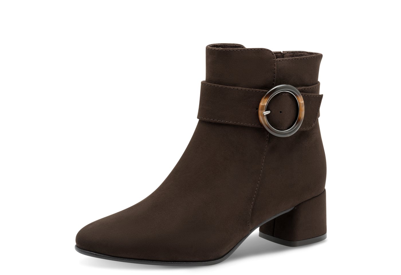 marco tozzi Stiefelette Blockabsatz, Abendschuh, Festtagsschuh mit Zierschnalle (braun)