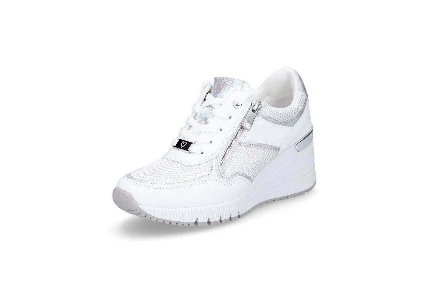 marco tozzi Damen Keil Sneaker weiß silber Sneaker
