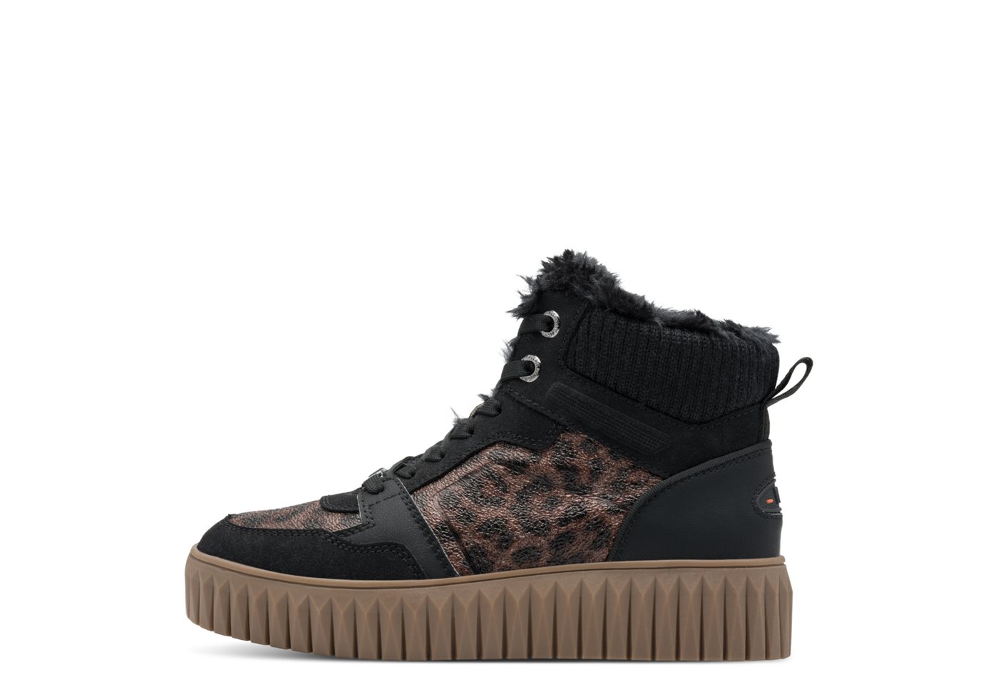 marco tozzi Winterboots Plateau,Schnürboots,Schnürstiefelette mit Kontrastbesatz in Leo-Optik