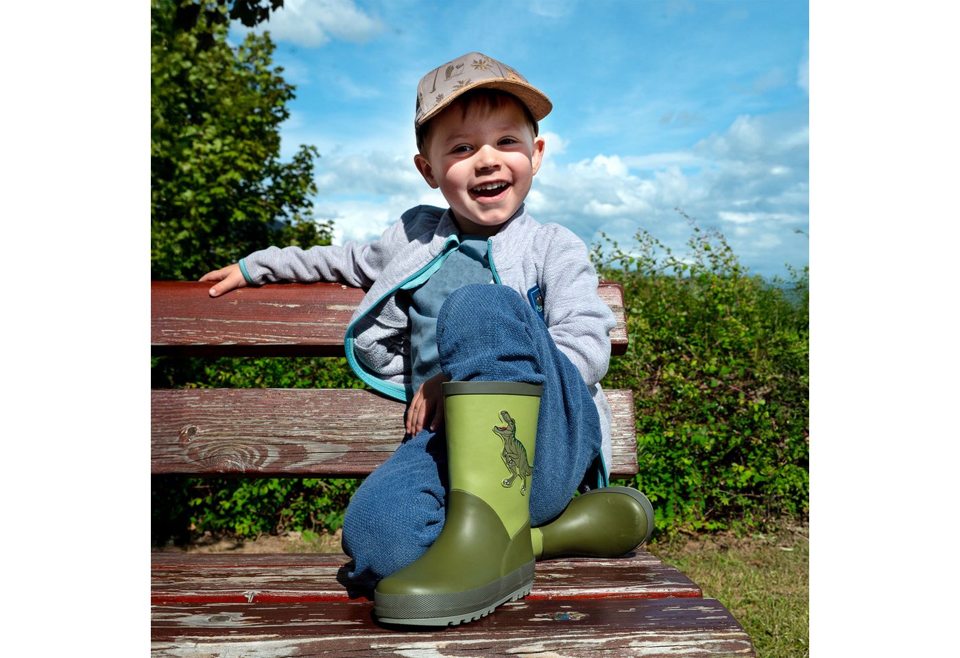 Maximo Gummistiefel (2-tlg) Dino-Motiv, gefüttert, reflektierend