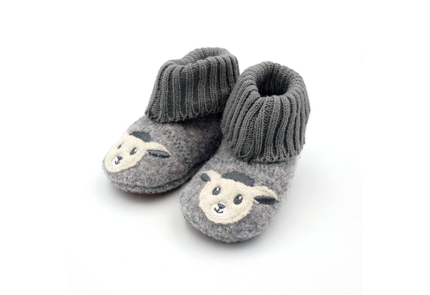 Maximo Hausschuh Wolle, Anti-Rutsch-Sohle, Strickbündchen