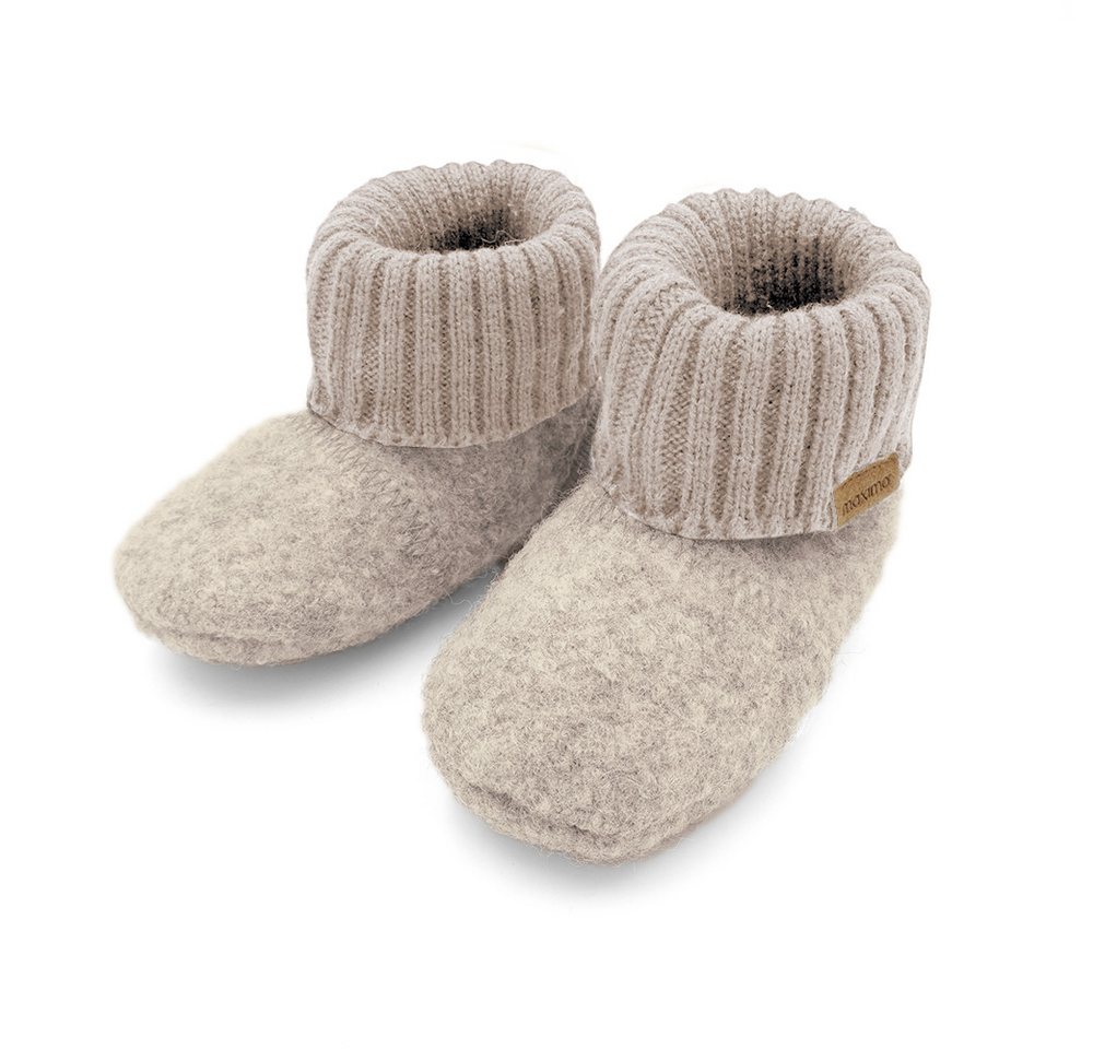 Maximo Hüttenschuhe Wolle, Anti-Rutsch-Sohle, Strickbündchen