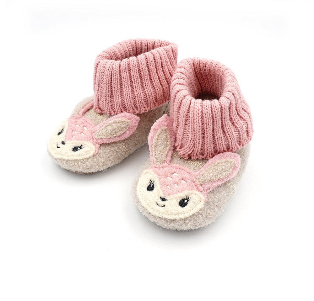 Maximo Hüttenschuhe Wolle, Anti-Rutsch-Sohle, Strickbündchen, mit Öhrchen