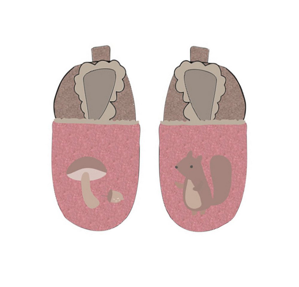 Maximo Lauflernschuhe Eichhörnchen Anti-Rutsch-Sohle, Futter Kunstfell Hausschuh (2-tlg) Wollfleece