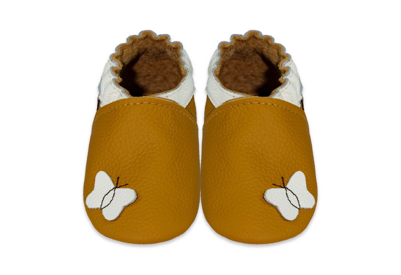 Mejale Krabbelschuhe Lauflernschuhe Hausschuhe Schmetterling orange Hausschuh Rutschfestes