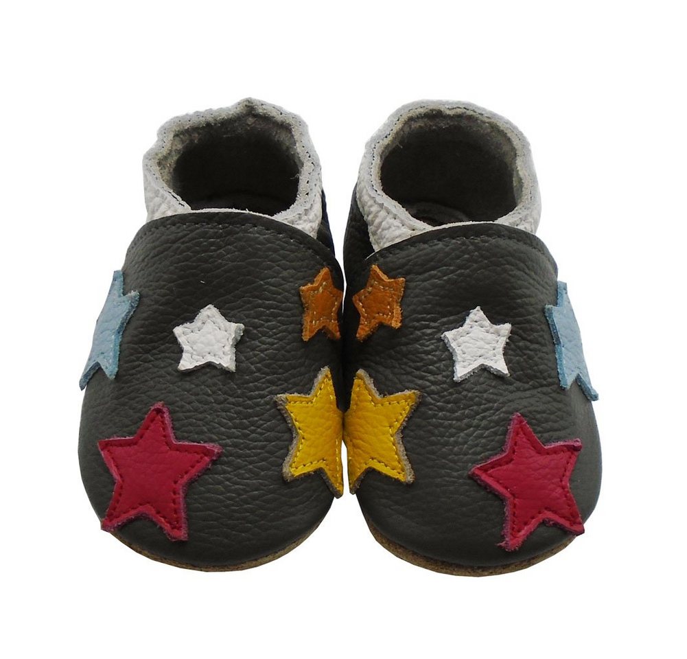 Mejale Leder Krabbelschuhe Babyschuhe Lauflernschuhe 100% Leder Hausschuh 100%Leder (Stern)
