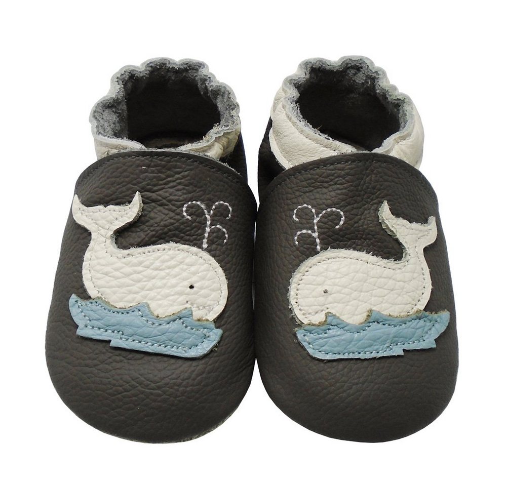 Mejale Leder Krabbelschuhe Babyschuhe Lauflernschuhe 100% Leder Hausschuh 100%Leder (Wal)