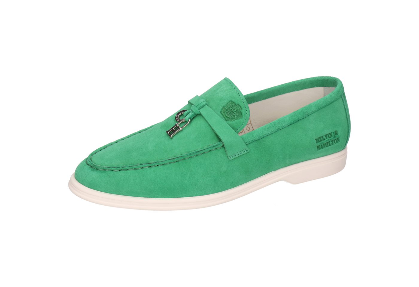 melvin & hamilton Adley 3 Leder-Loafers für Damen Loafer Flache Absätze, Echtes Leder, Herausnehmbare Innensohle (Suede Verde Ring)