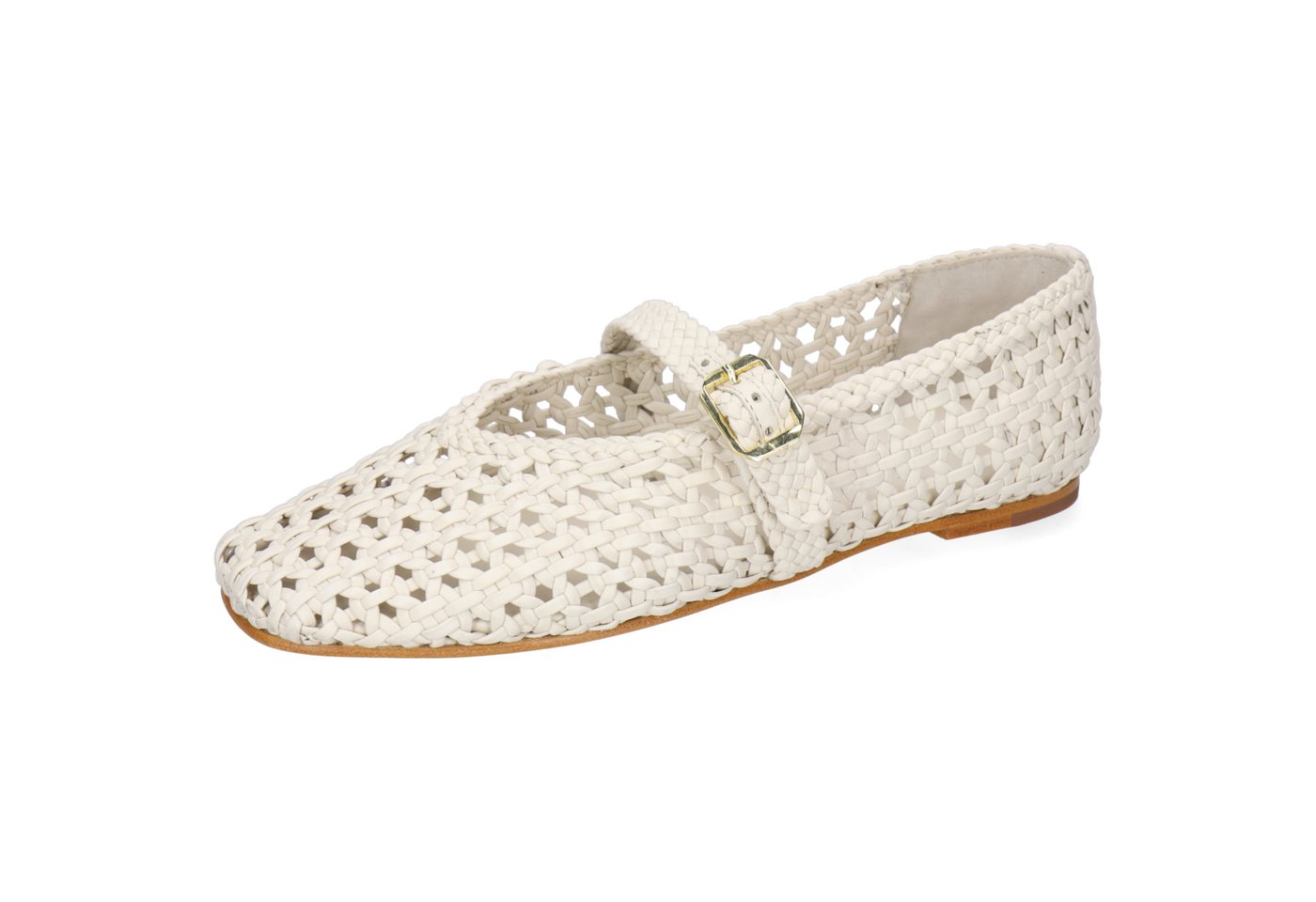 melvin & hamilton Bexley 4 Leder-Geflochtene Schuhe für Damen Ballerina Flache Absätze, Echtes Leder, Von Hand geflochten (weiß)