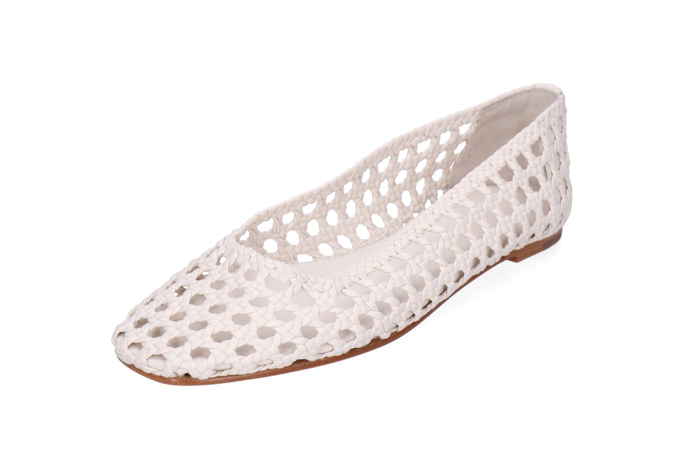 melvin & hamilton Bexley 6 Leder-Geflochtene Schuhe für Damen Ballerina Flache Absätze, Echtes Leder, Von Hand geflochten (weiß)