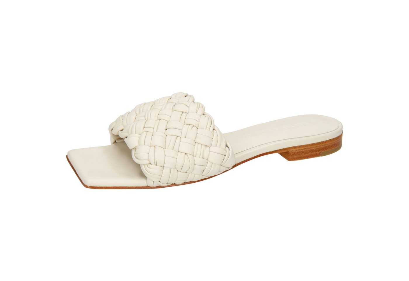 melvin & hamilton Eglantine 1 Leder-Geflochtene Schuhe für Damen Pantolette Flache Absätze, Echtes Leder, Von Hand geflochten (weiß)