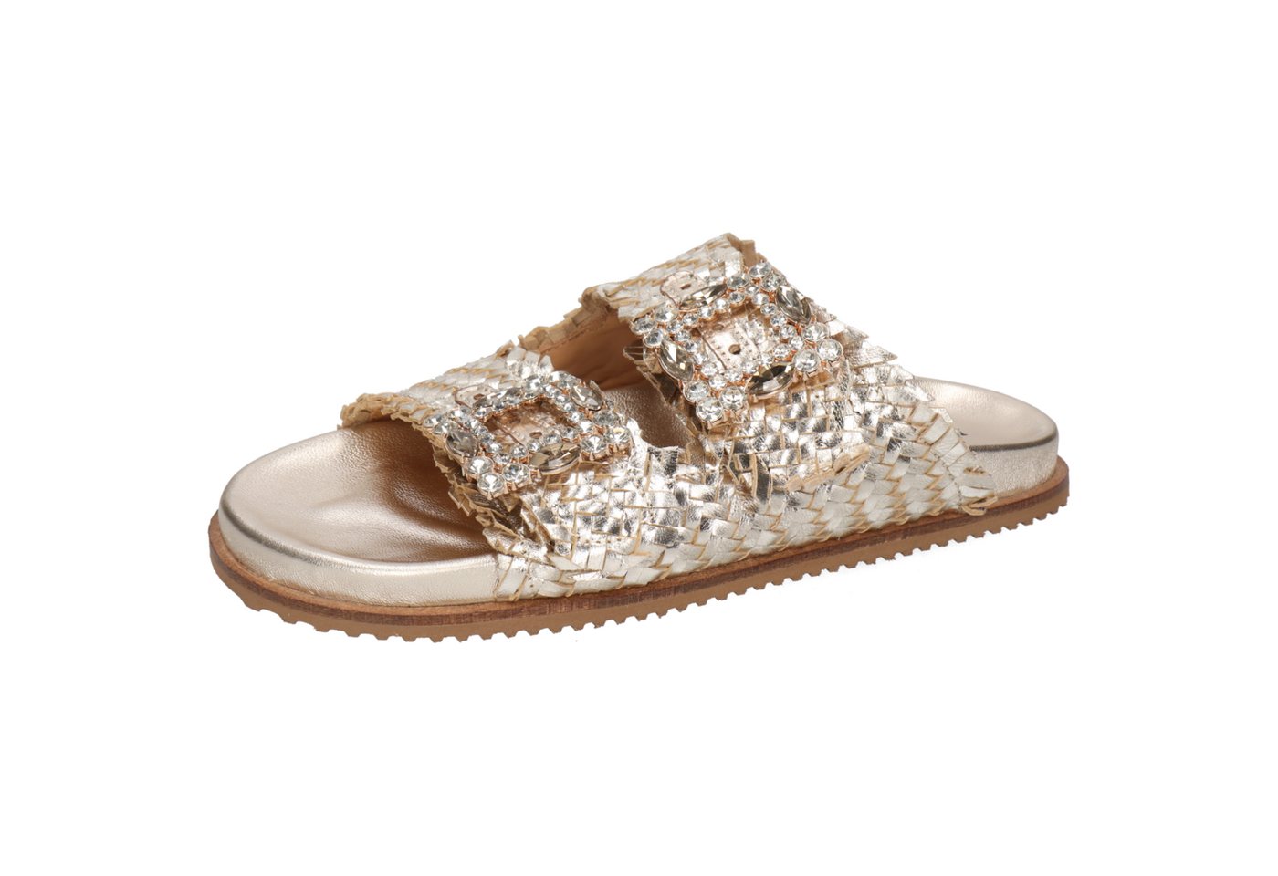 melvin & hamilton Eve 1 Leder-Geflochtene Schuhe für Damen Pantolette Flache Absätze, Echtes Leder, Von Hand geflochten