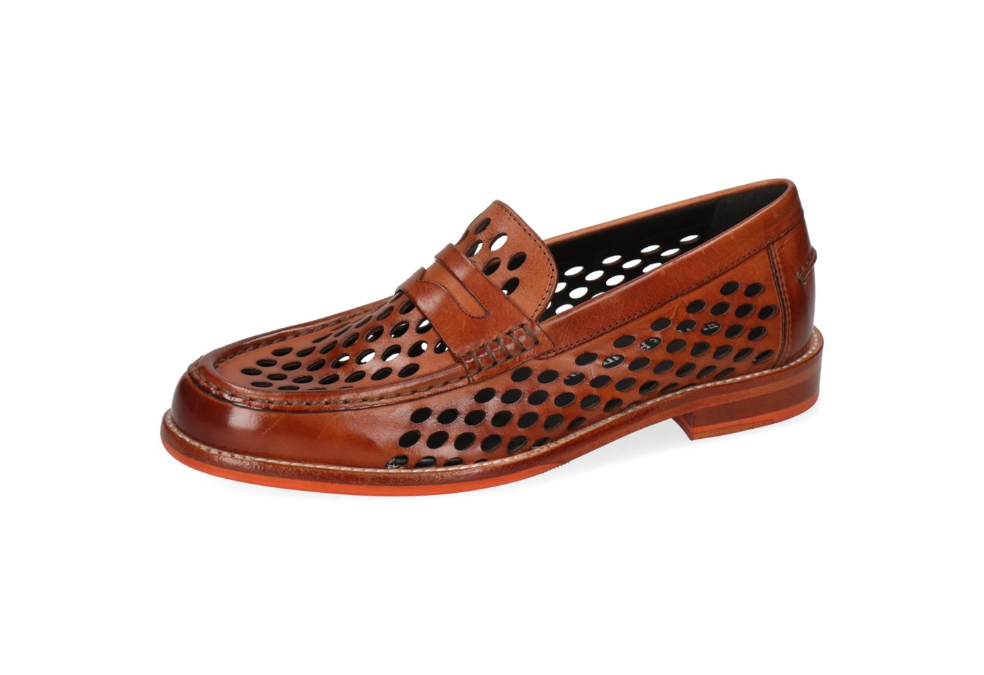 melvin & hamilton Gianna 23 Leder-Loafers für Damen Loafer Flache Absätze, Echtes Leder, Vegetabile Gerbung (Crust Lasercut Tan)