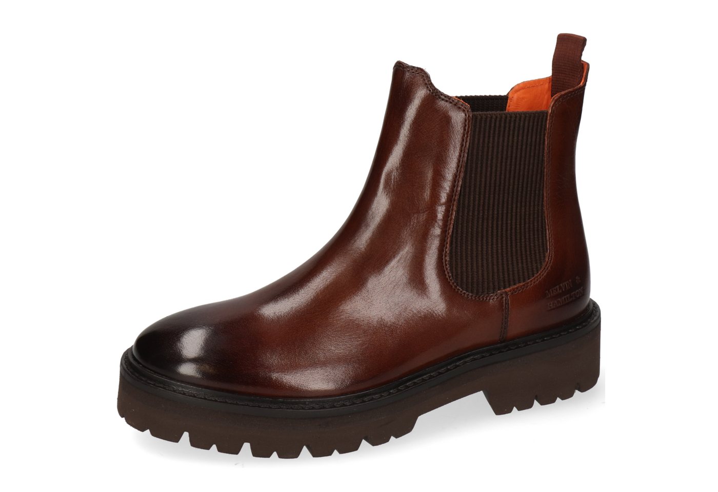 melvin & hamilton Jenny 2 Leder-Chelsea Boots für Damen Stiefelette Block-Absatz, Echtes Leder, Vegetabile Gerbung