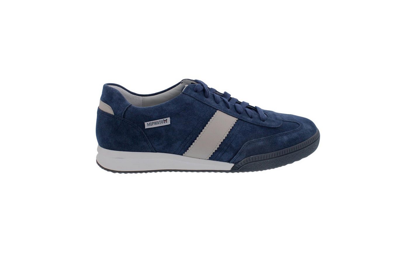 mephisto Elyo Sneaker, Velours- / Glattleder kombi., blau / beige, W Schnürschuh