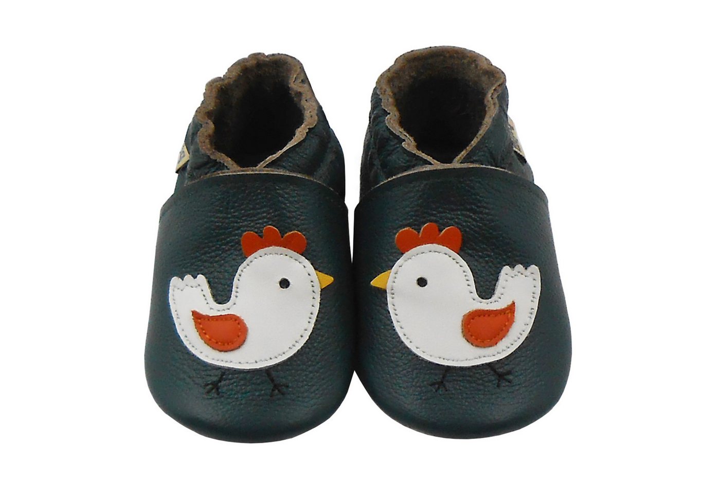 mepiq Baby Lauflernschuhe aus Leder mit Gummisohle rutschfest Krabbelschuh (blau)