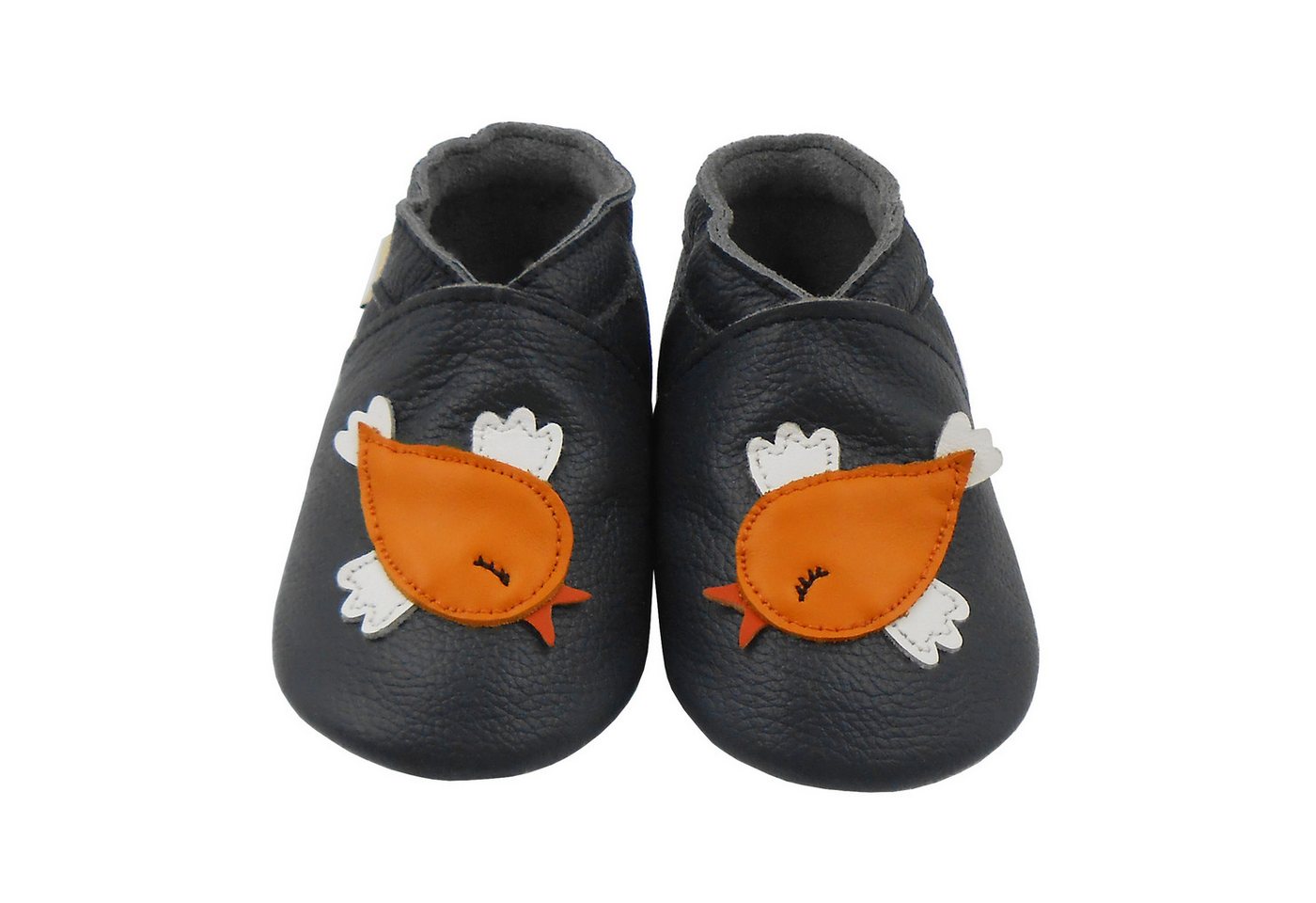 mepiq Baby Lauflernschuhe aus Leder mit Gummisohle rutschfest Krabbelschuh (grau)