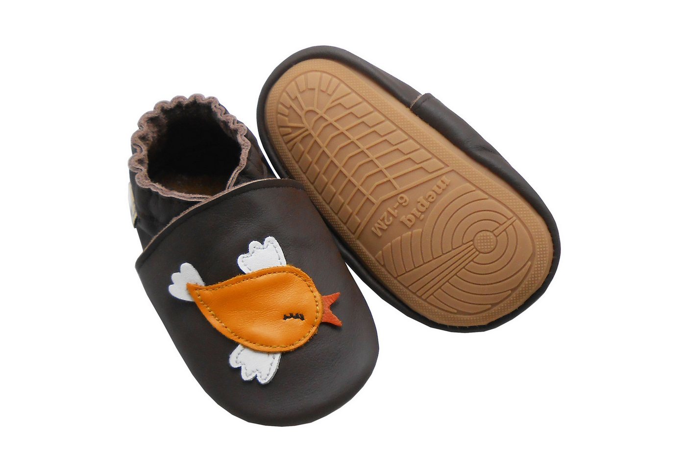 mepiq Outdoor Krabbelschuhe mit Gummisohle Baby Lauflernschuhe lederpatschen Sneaker (Handgenäht, weiche, leichte, flexible, rutschfest) 100% Leder