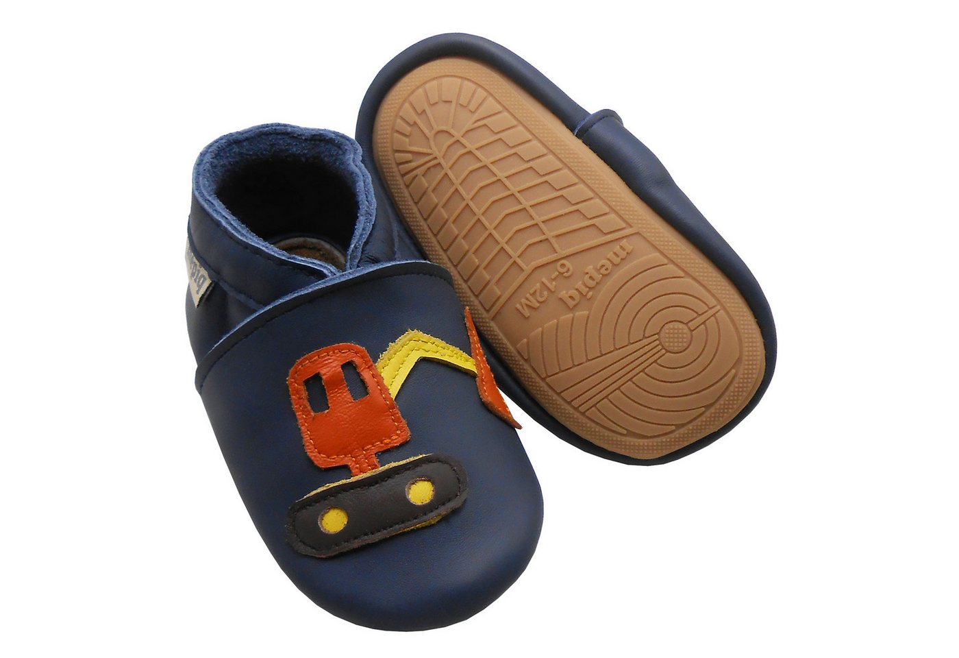 mepiq Outdoor Krabbelschuhe mit Gummisohle Baby Lauflernschuhe lederpatschen Sneaker (Handgenäht, weiche, leichte, flexible, rutschfest) 100% Leder