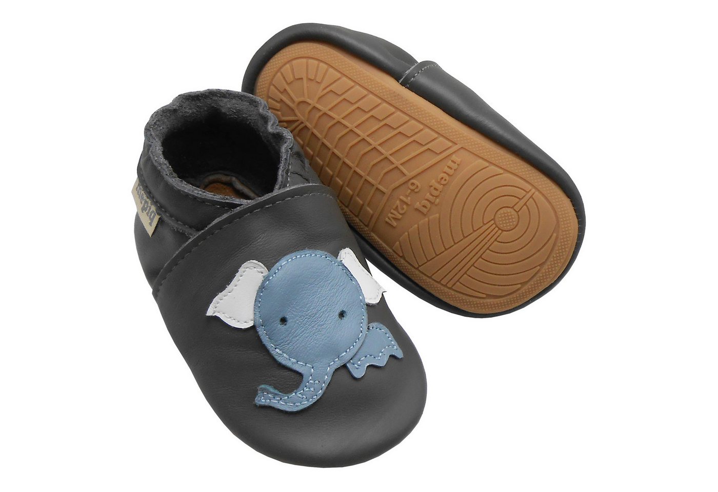 mepiq Outdoor Krabbelschuhe mit Gummisohle Baby Lauflernschuhe lederpatschen Sneaker (Handgenäht, weiche, leichte, flexible, rutschfest) 100% Leder