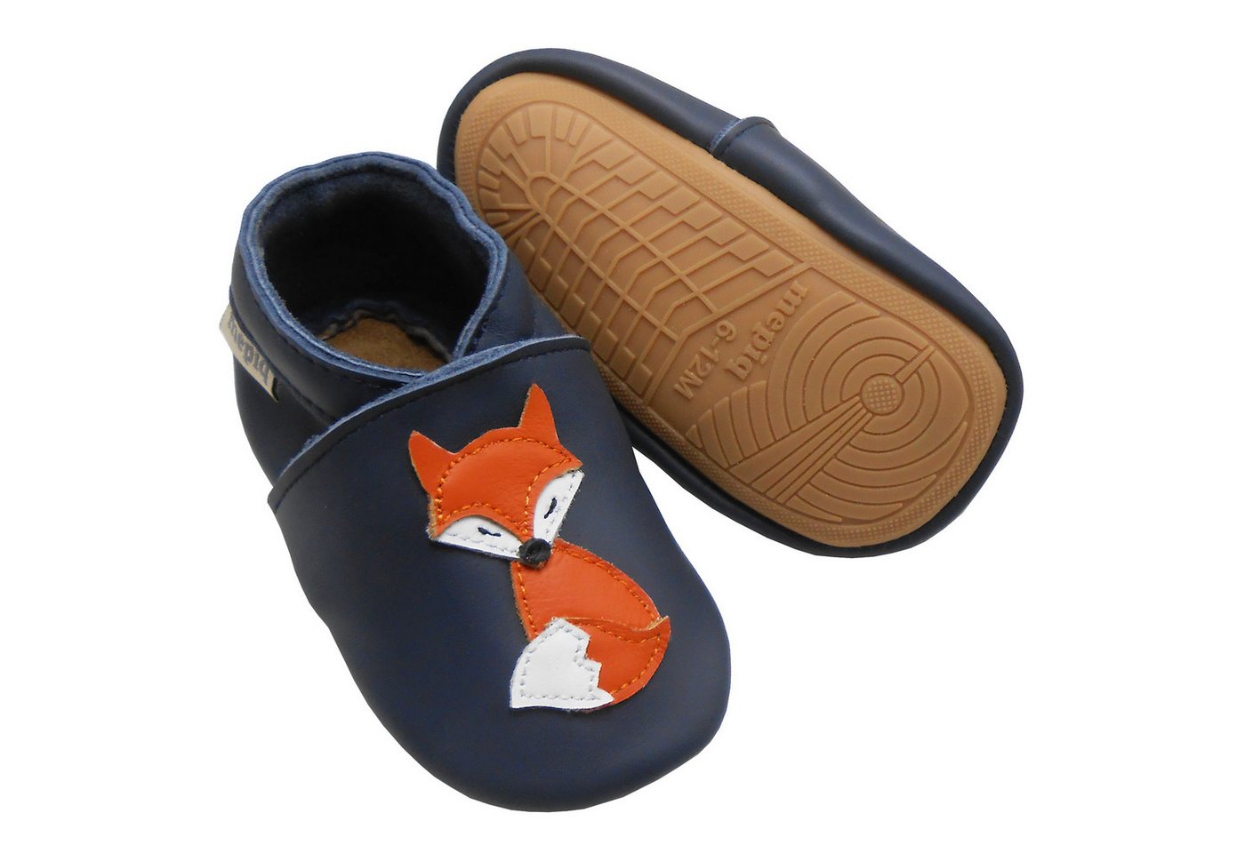 mepiq Outdoor Krabbelschuhe mit Gummisohle Baby Lauflernschuhe lederpatschen Sneaker (Handgenäht, weiche, leichte, flexible, rutschfest) 100% Leder