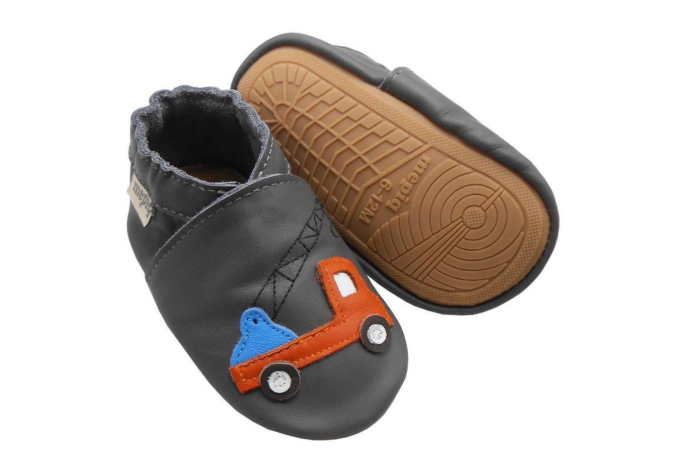 mepiq Outdoor Krabbelschuhe mit Gummisohle Baby Lauflernschuhe lederpatschen Sneaker (Handgenäht, weiche, leichte, flexible, rutschfest) 100% Leder