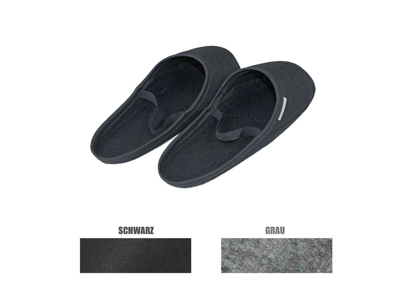 Metzker® Museumspantoffeln - Filzüberschuhe 1 Paar Schwarz mit Stehbord Pantoffel (1-tlg)