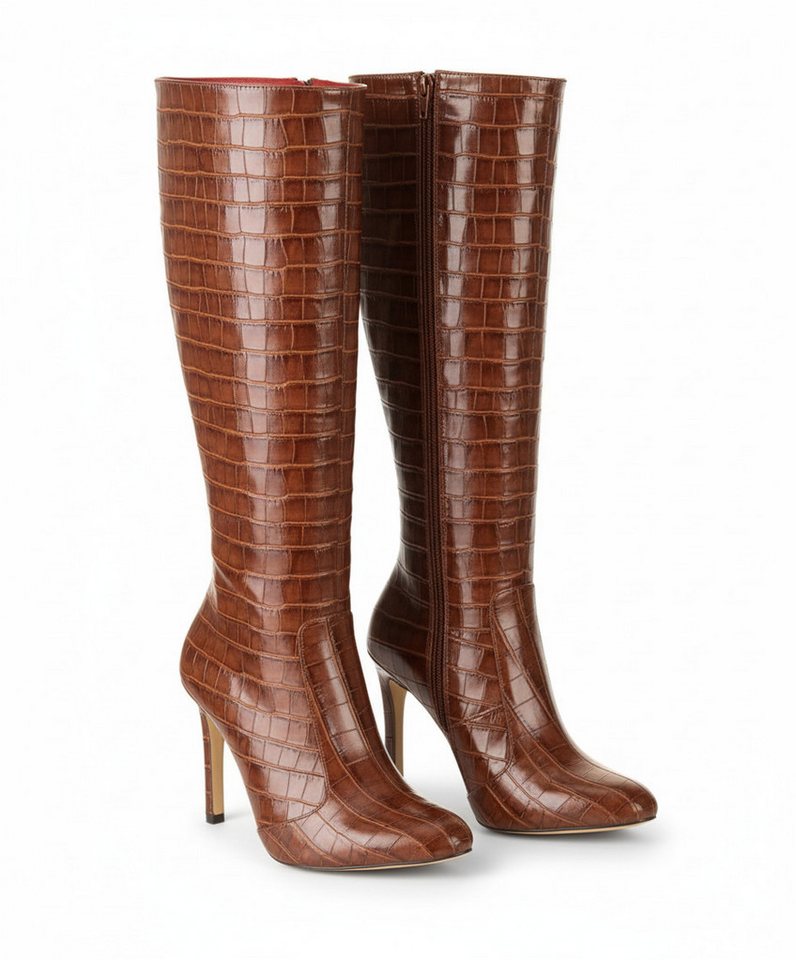 Michael Soul Donna braun Krokodilmuster High-Heel-Stiefel