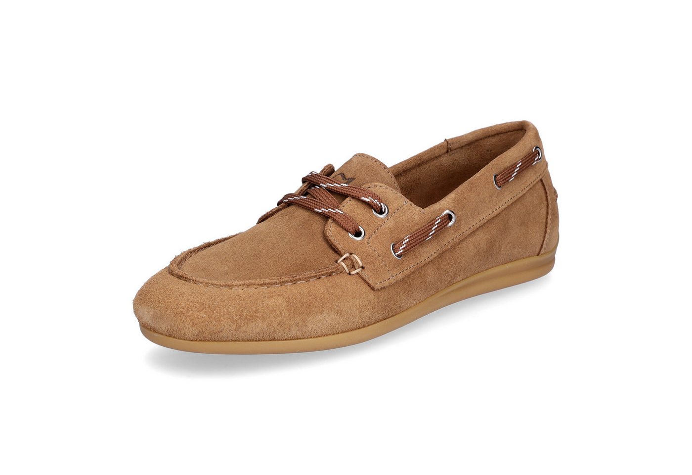 MIDS MELVA Damen Schnürschuh braun aus Velourleder, Loafer im Mokassin-Stil mit Lederfutter