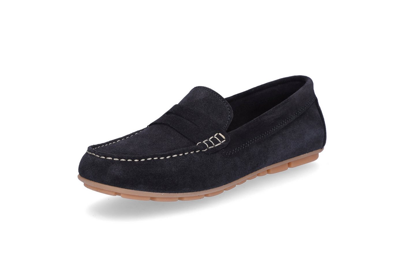 MIDS MIRELLA Damen Mokassin navy, Slipper aus Rauleder mit Leder-Innensohle und Gummisohle
