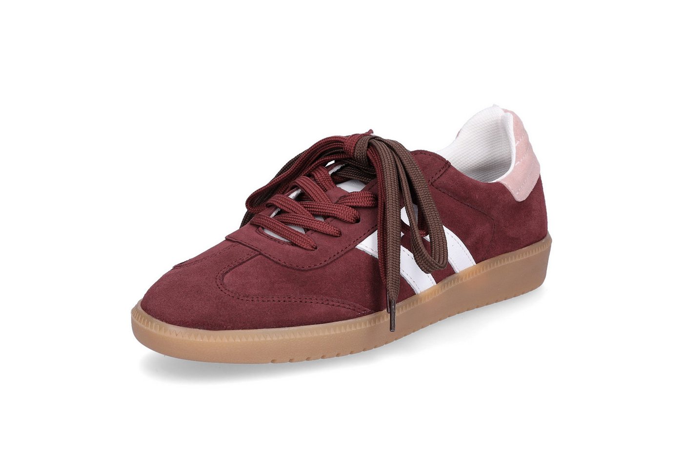 MIDS MORGAN Damen Sneaker bordeaux aus Velourleder mit Wechselfußbett und doppelter Schnürung