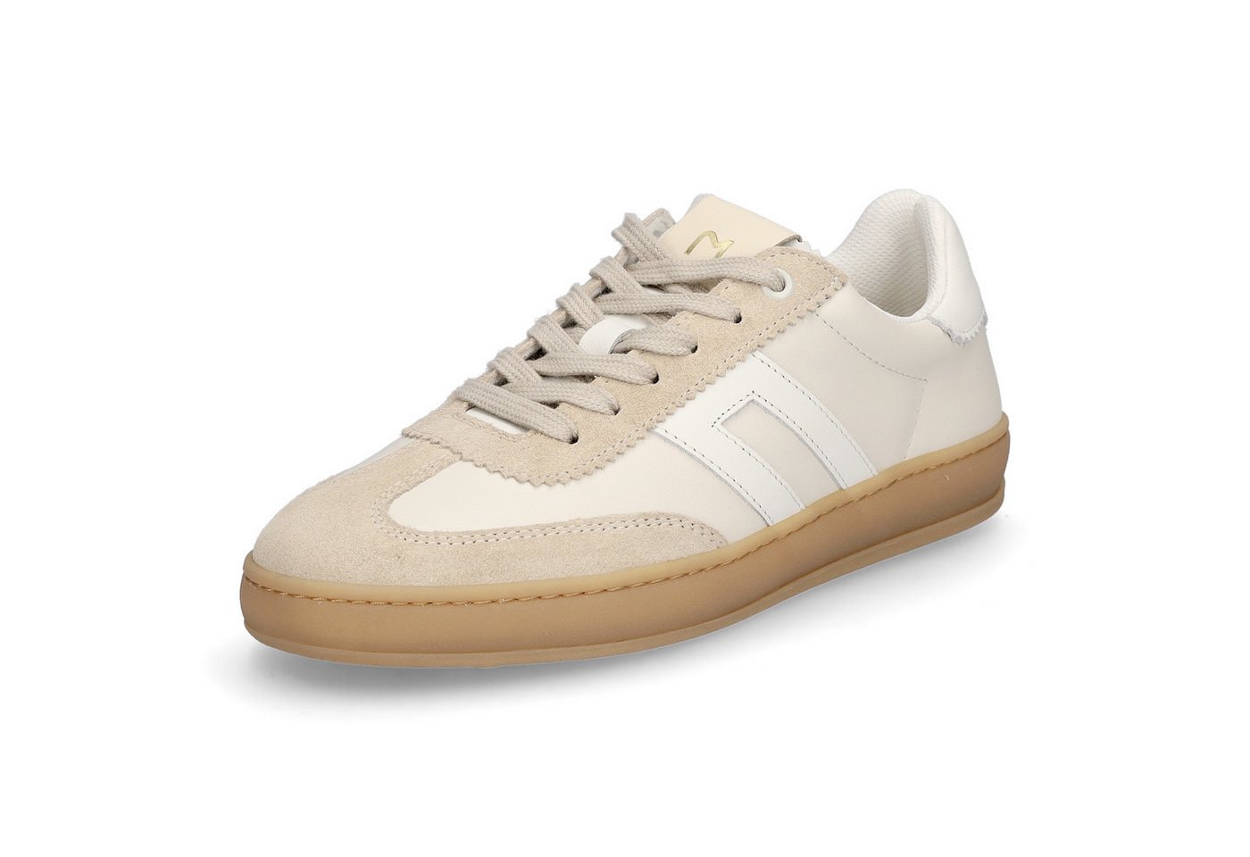 MIDS MOSS Damen Sneaker weiß sand aus Rauleder & Glattleder mit Wechselfußbett und Schnürung