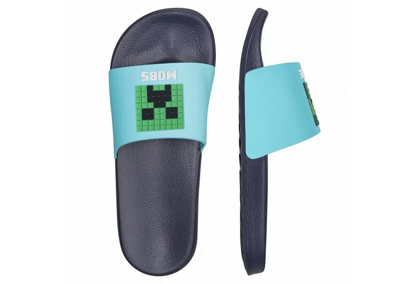 Minecraft Creeper Zombie Jungen Sandalen Latschen Sandale Gr. 29 bis 38, Blau