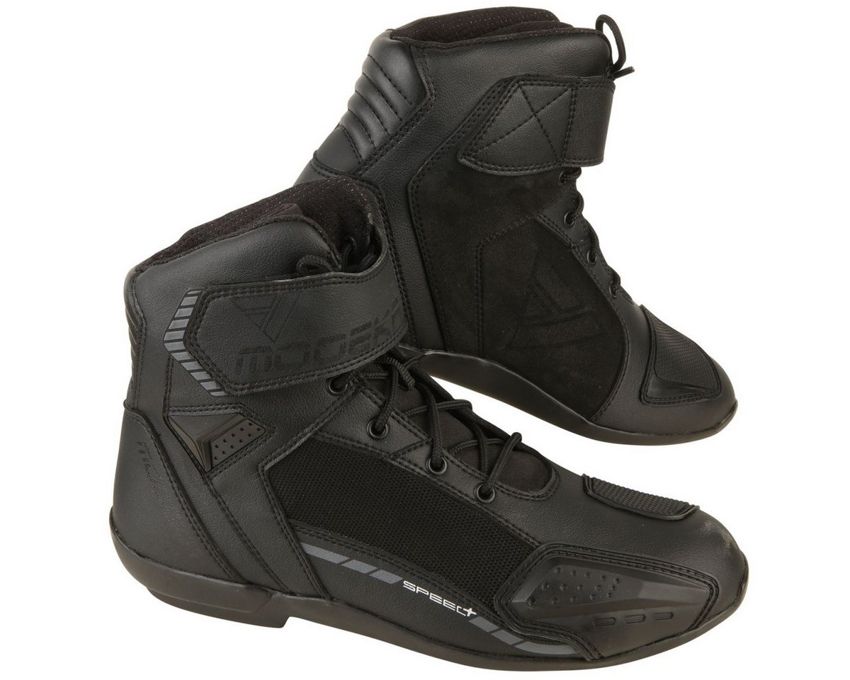 Modeka Kyne Stiefel schwarz / dunkelgrau 46 Motorradstiefel (Packung, Antistatische und Öl- und Benzinfeste Sohle)