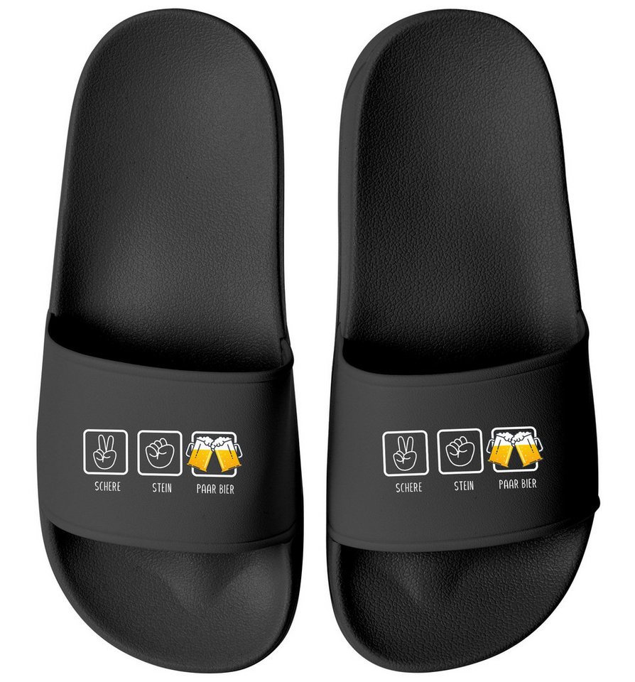 MoonWorks Badelatschen Herren mit Spruch Bier, Lustige Urlaubsschuhe für Badesandale