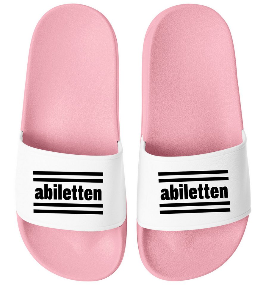 MoonWorks Badeschlappen Damen Abiletten - Abitur Geschenke Schulabschluss Abi - Badesandale (rosa/weiß)