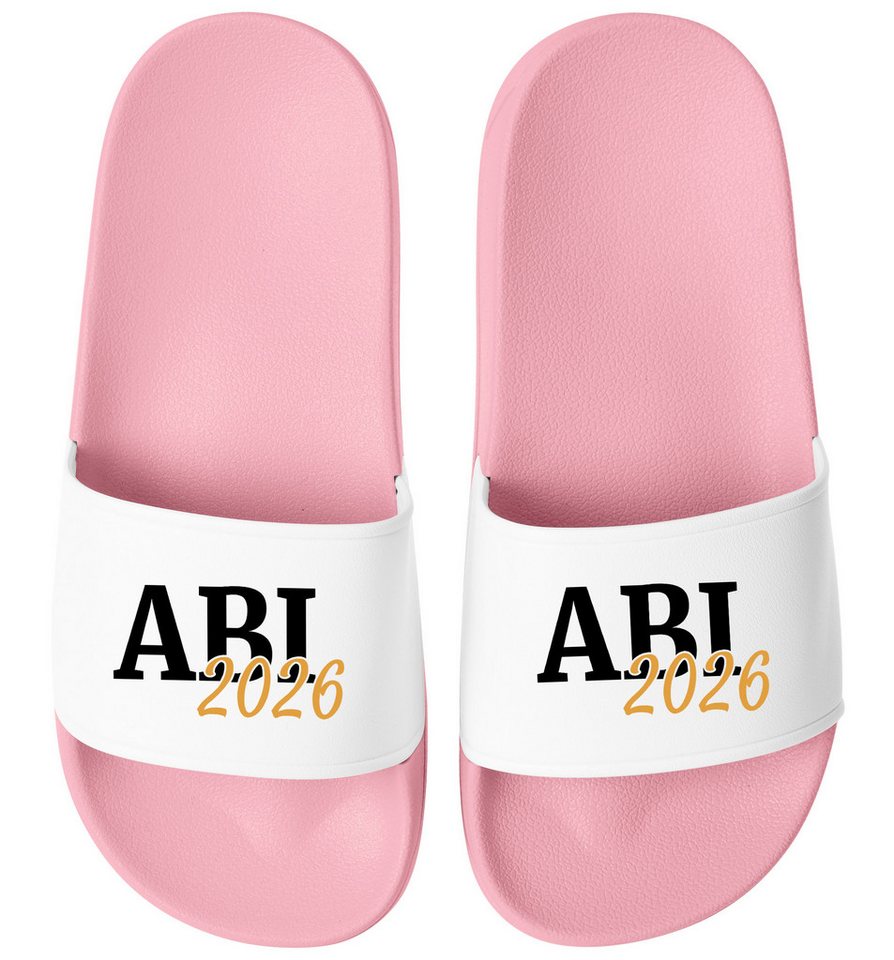MoonWorks Badeschlappen Damen Aufdruck Abi 2026 - Abitur Geschenke Badesandale (rosa/weiß)