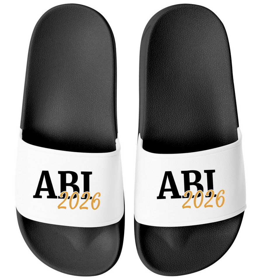 MoonWorks Badeschlappen Damen Aufdruck Abi 2026 - Abitur Geschenke Badesandale (schwarz/weiß)