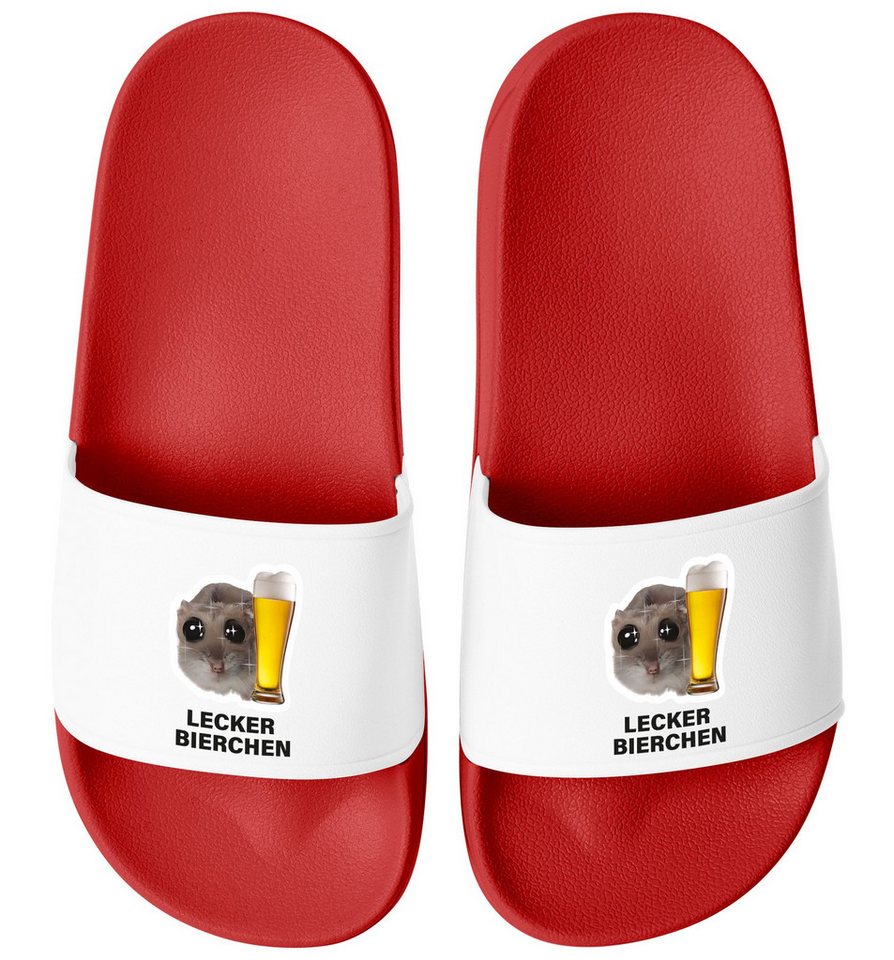 MoonWorks Badeschlappen Herren Damen Unisex mit Spruch Lecker Bierchen Badesandale