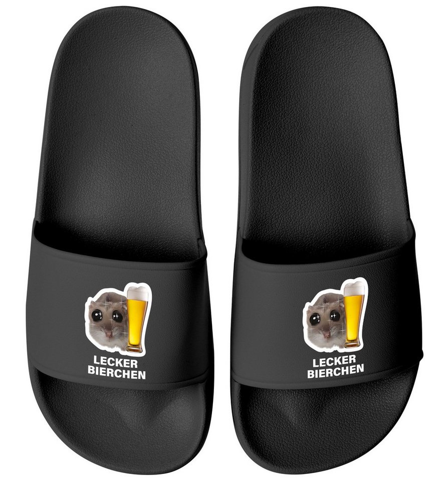 MoonWorks Badeschlappen Herren Damen Unisex mit Spruch Lecker Bierchen Badesandale