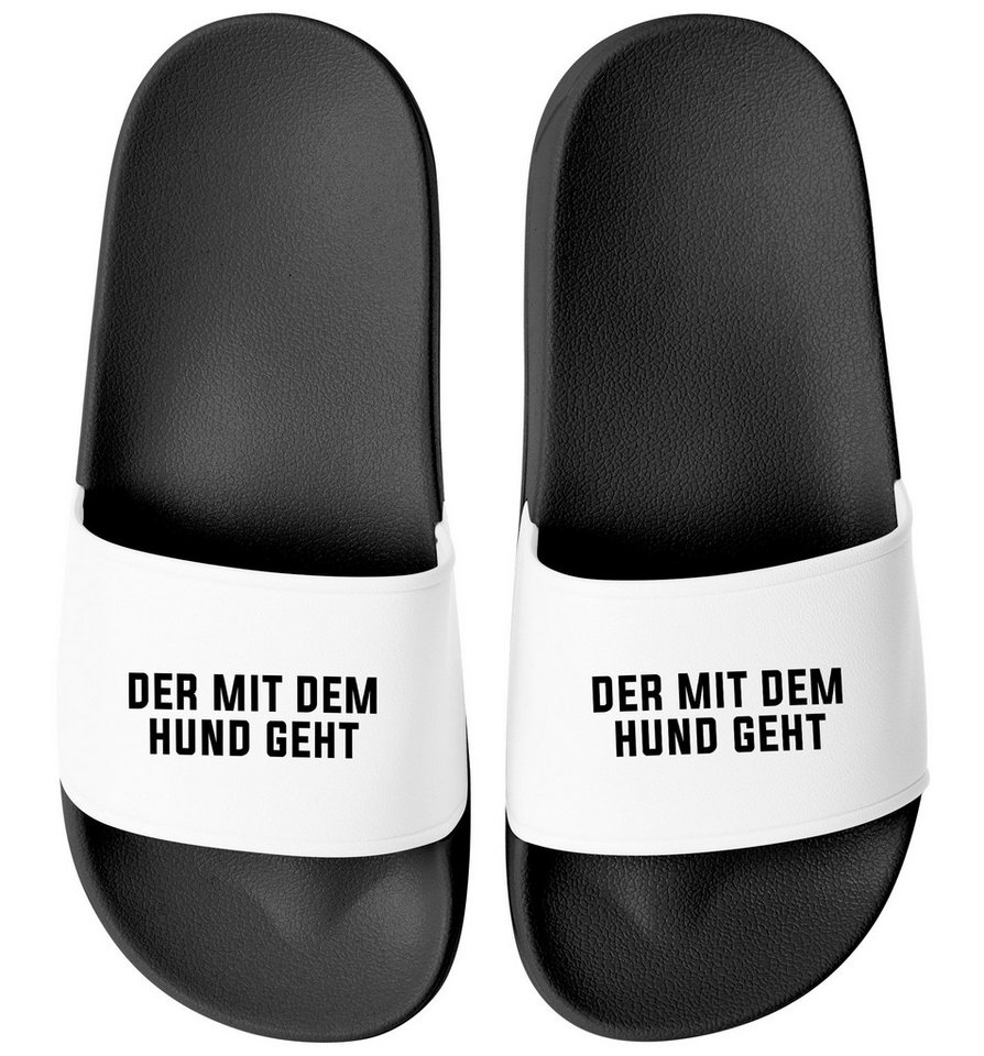 MoonWorks Badeschlappen Herren mit Spruch Der mit dem Hund geht Unisex Badesandale