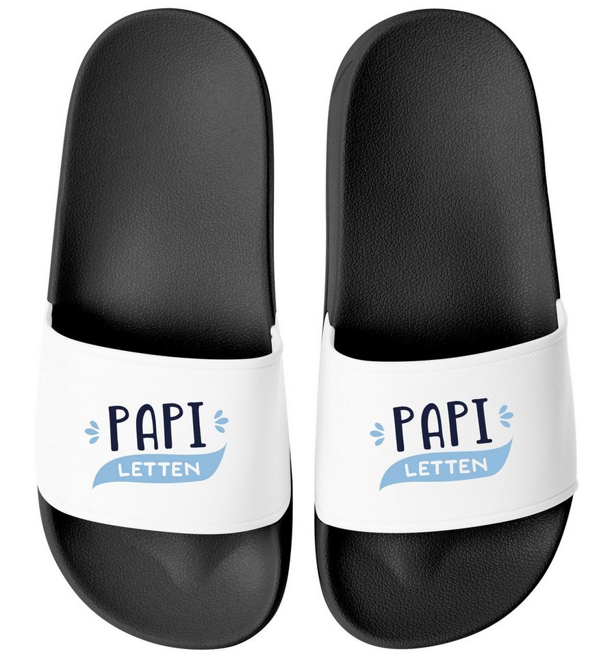 MoonWorks Badeschlappen Herren Papi Opi Letten Geschenk Vatertag Geburtstag Badesandale (schwarz/weiß)