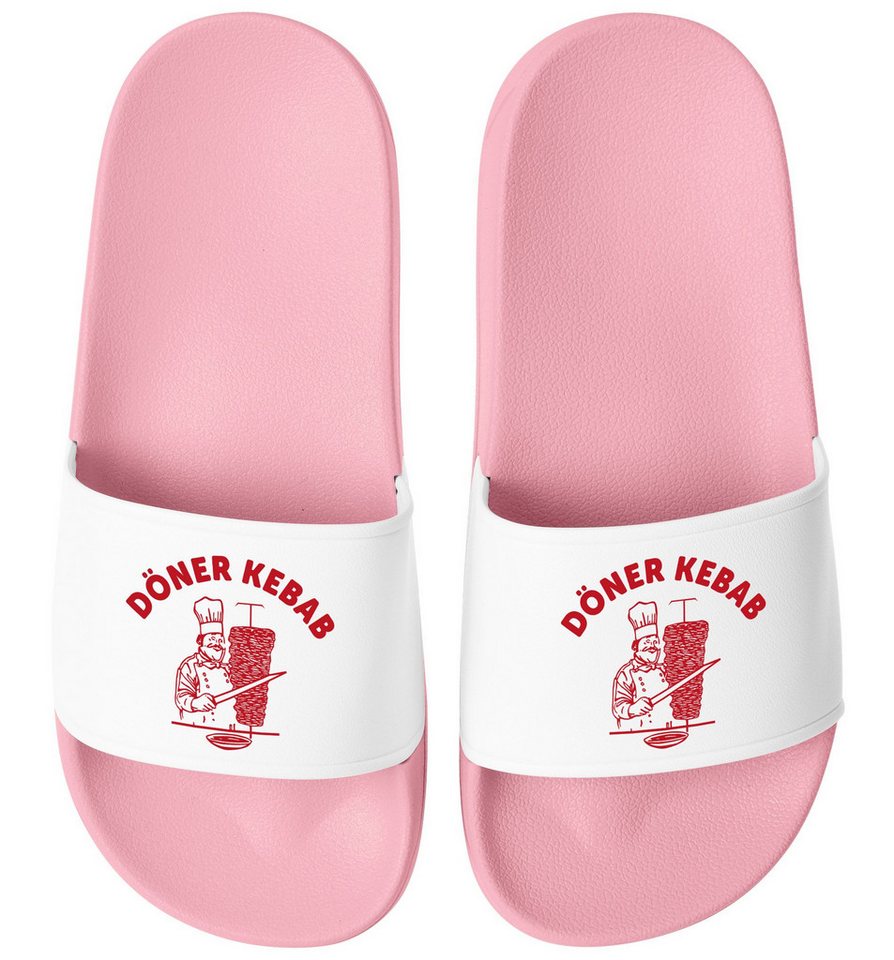 MoonWorks Badeschlappen Lustig Bedruckt Döner Kebab Badelatschen Unisex mit Badesandale