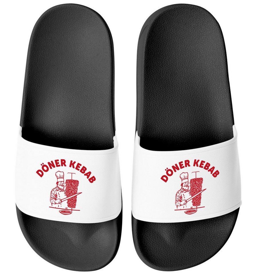 MoonWorks Badeschlappen Lustig Bedruckt Döner Kebab Badelatschen Unisex mit Badesandale